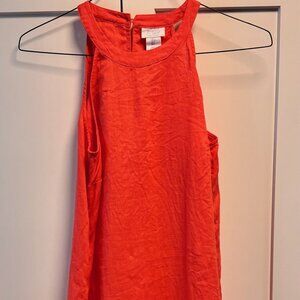 Sigrid Olsen Linen Sleeveless Shift Dress Halter neckline Resort Beach Midi Size